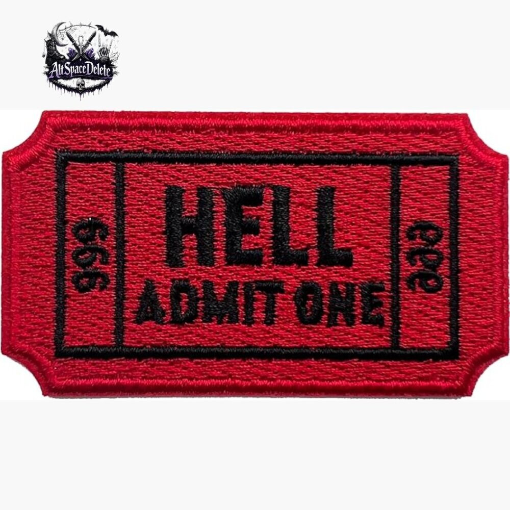 3" Funny Ticket to Hell Sew On Iron On Patch for Clothes Backpacks Hats